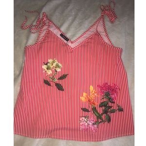 Shein red striped top